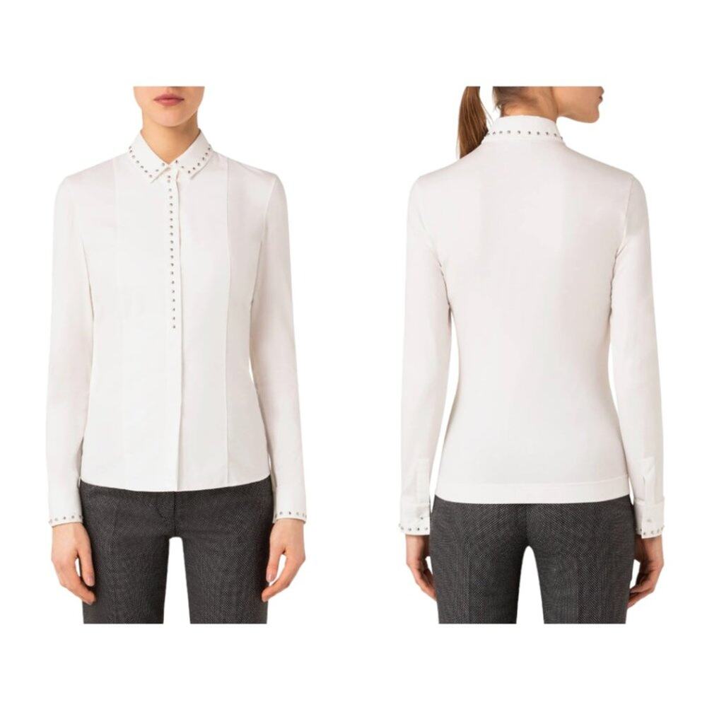 Akris Punto White Blouse with Studded Details